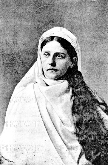 The Ober-Ammergau Passion Play: Mary the mother of Jesus (Rosa Lang), 1890. Creator: Unknown.