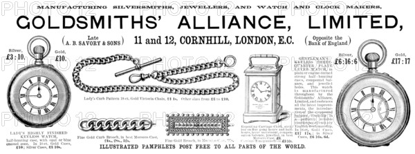 Advertisement for Goldsmiths’ Alliance, Limited, 1890. Creator: Unknown.