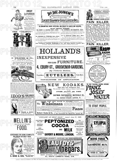 Page of advertisements, 1890. Creator: Unknown.