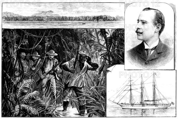 Death of Mr. Frank James, killed by a wounded elephant in West Africa, 1890. Creator: Unknown.