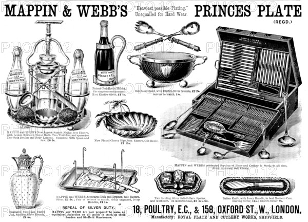 Advertisement for Mappin & Webb’s Princes Plate, 1890. Creator: Unknown.