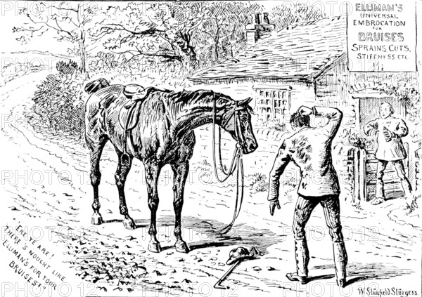 Advertisement for Elliman’s Universal Embrocation, 1890. Creator: William Stanfield Sturgess.