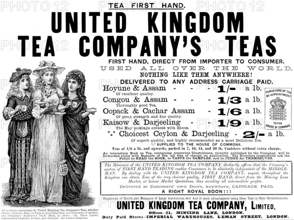 Advertisement for United Kingdom Tea Company’s Teas, 1890. Creator: Unknown.