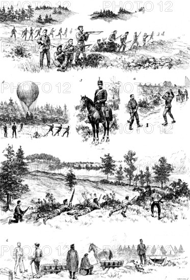 Manoeuvres of the First Army Corps in and around Wolmer Forest, Hampshire, 1890. Creator: Carl Hentschel.