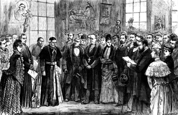 Presentation of the Jubilee Personal Testimonial to Cardinal Manning, 1890. Creator: P Naumann.