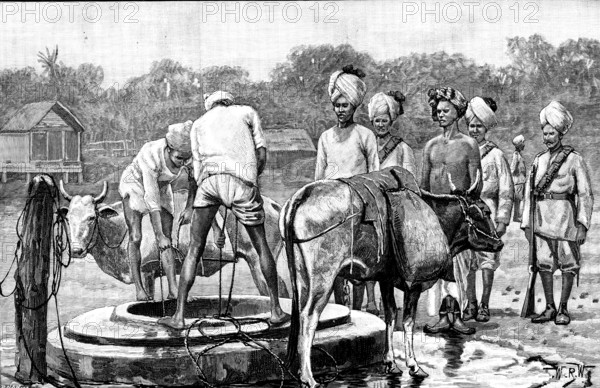 The Military Police of Burmah: guarding prisoners while drawing water, 1890. Creator: P Naumann.