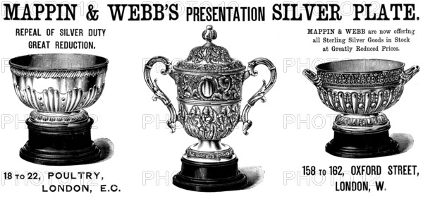 Advertisement for Mappin & Webb’s Presentation Silver Plate, 1890. Creator: Unknown.