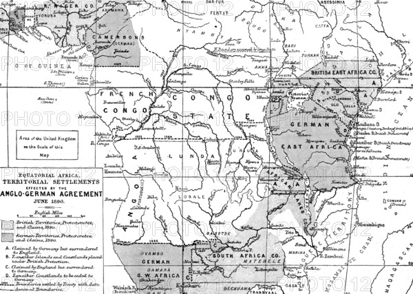 Map of the British and German Possessions in Africa, 1890. Creator: Ernst Ravenstein.