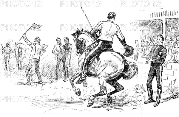 Sketches at the Royal Military Tournament...: hailing the victor, 1890. Creator: Unknown.