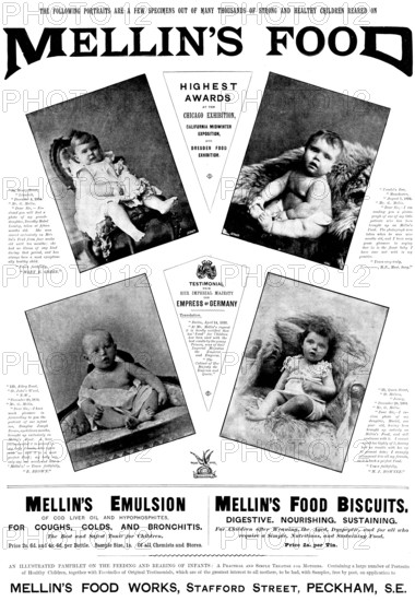 Advertisement for Mellin's Food, 1895. Creator: Unknown.