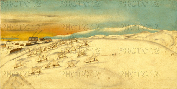 Whaling Fleet, Icebound, c1860. Creator: Unknown.