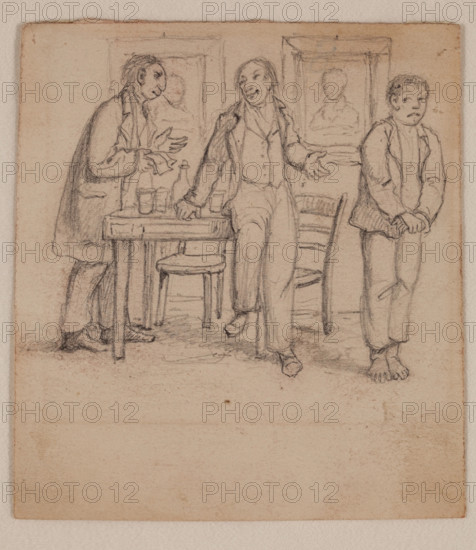 Three Men Standing, c1820-1865. Creator: David Claypoole Johnston.