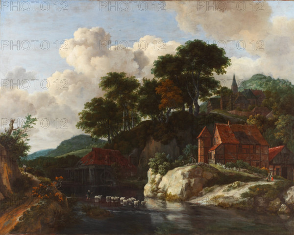 Hilly Landscape with a Watermill, c1670. Creator: Jacob van Ruisdael.