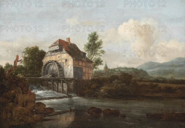 Landscape with a Watermill, c1680. Creator: Jacob van Ruisdael.