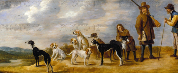 A Hunter with Eight Hounds, 17th century. Creator: Workshop of David Teniers the Younger.
