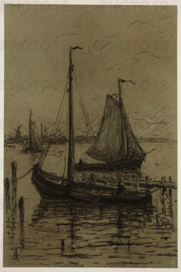 Boats on the Zuiderzee, between 1860 and 1924. Creator: Carel Nicolaas Storm.