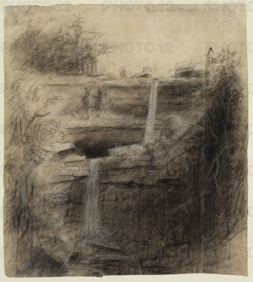 Double Waterfall-Kaaterskill Falls, 1826. Creator: Thomas Cole.