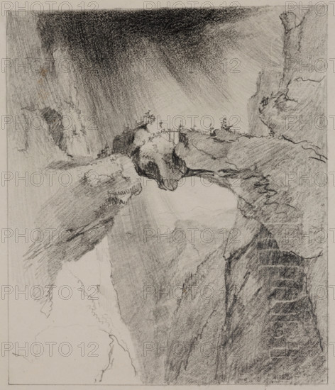 The Bridge of Fear, 1827. Creator: Thomas Cole.