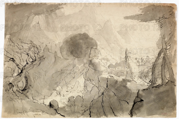 Study for Expulsion from the Garden of Eden, 1828. Creator: Thomas Cole.