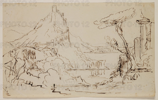 Sketch for an Allegorical or Architectural Fantasy, c1820-1848. Creator: Thomas Cole.