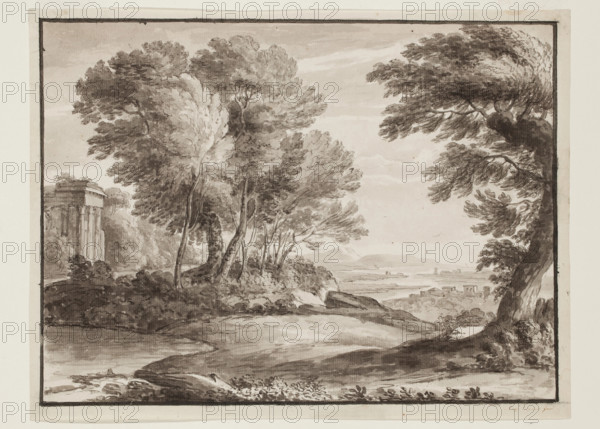 Landscape with a Classical Temple, after Claude, c1800s. Creator: Luigi Gasparini.