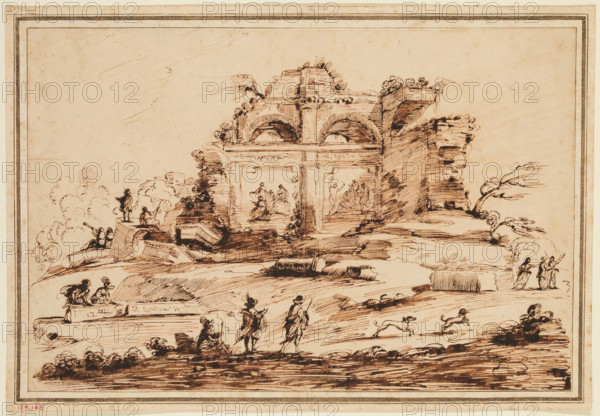 Landscape with Arched Ruins, 18th century. Creator: Unknown.