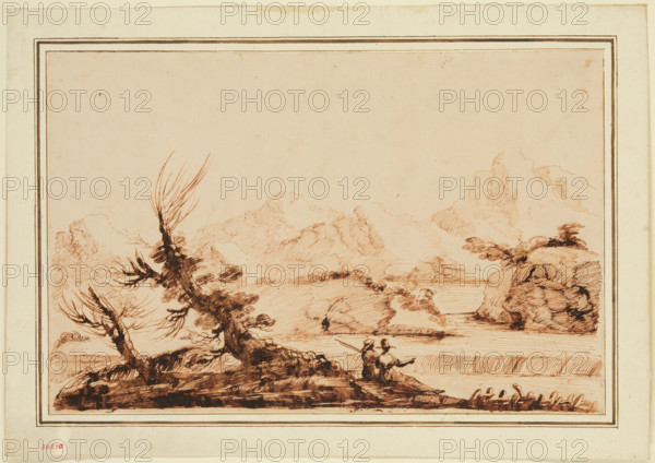 Mountainous Landscape with Figures, 18th century. Creator: Unknown.