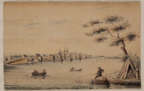 Detroit as Seen from the Canadian Shore in 1821, 1821. Creator: Alexander Macomb.