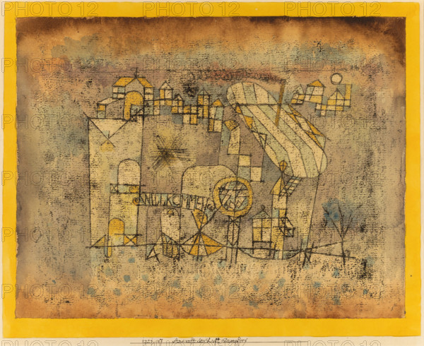Arrival of the Air Steamer, 1921. Creator: Paul Klee.