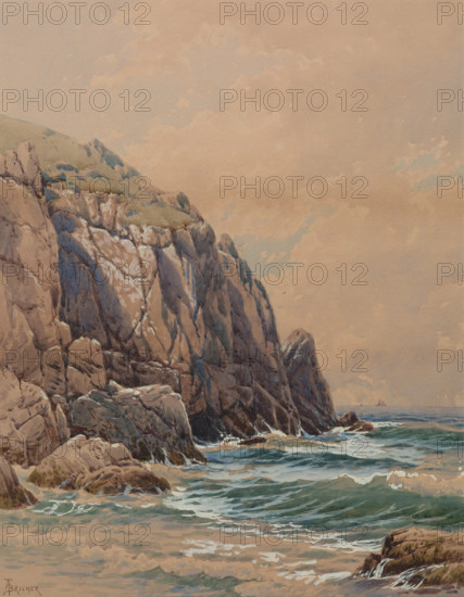 Coastal Scene, Cliffs and Sea, between 1860 and 1908. Creator: Alfred Thompson Bricher.