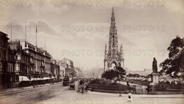 Princes Street from the National Gallery, Edinburgh, between 1870 and 1880. Creator: James Valentine.