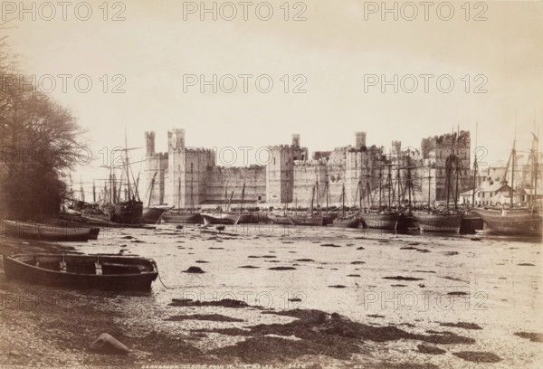 Caernarvon Castle from the West, between 1870 and 1880. Creator: James Valentine.