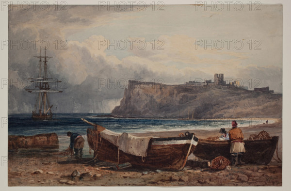 Beach Scene with Fishing Boats, between 1803 and 1852. Creator: Samuel Prout.