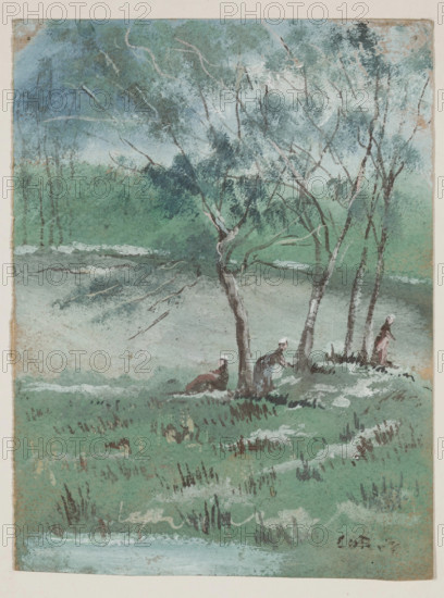 Près Laignes c'est trois femmes ont beau être eloignés ça ne les empêchent par..., 19th century. Creator: Unknown.