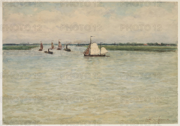 The Maas off Dordrecht (recto), c1860-1920. Creator: Carel Nicolaas Storm.