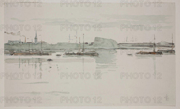 The Maas near Rotterdam, c1860-1920. Creator: Carel Nicolaas Storm.