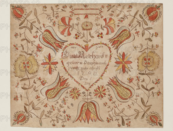 Birth Certificate for Daniel Reichard, 1780. Creator: Unknown.