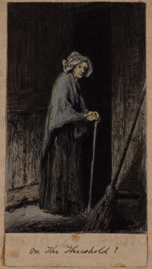 Old Woman with Cane, c1860-1895. Creator: Thomas Hovenden.