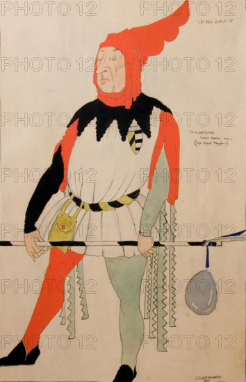 Costume Design for Touchstone in As You Like It, Act I, c1919. Creator: Claud Lovat Fraser.