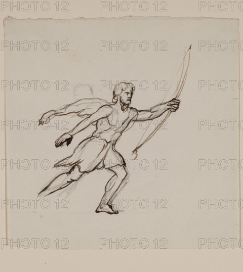 Bearded Running Figure, between 1820 and 1848. Creator: Thomas Cole.