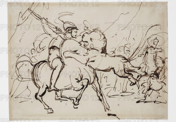 Sketch for Alexander Killing the Lion, c1842. Creator: Benjamin Robert Haydon.