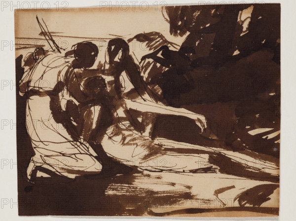 Erminia and Vafrino Ministering to the Wounded Tancred, c1776. Creator: George Romney.