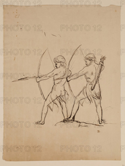 Figures with Bows and Arrows, c1820-1848. Creator: Thomas Cole.