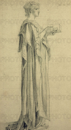 Woman Holding an Ointment Box, between 1860 and 1919. Creator: Edward John Poynter.