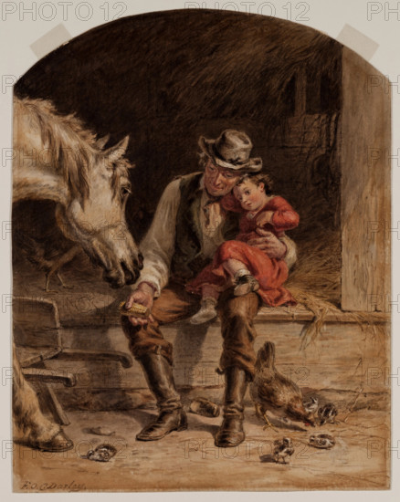 Feeding the Horse, 19th century. Creator: Felix Octavius Carr Darley.