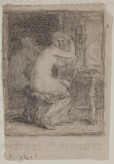 Woman Combing Her Hair, c1870-1896. Creator: Wyatt Eaton.