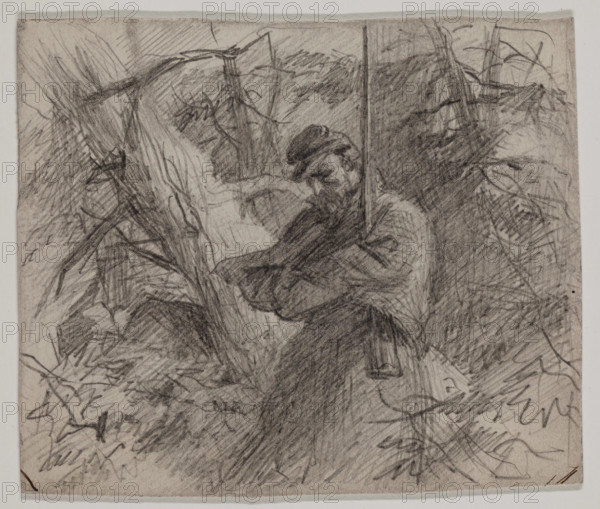 Soldier in Forest, late 19th century. Creator: Felix Octavius Carr Darley.