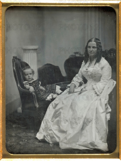 Woman in White with her Young Son, c1850. Creators: Albert Sands Southworth, Josiah Johnson Hawes.