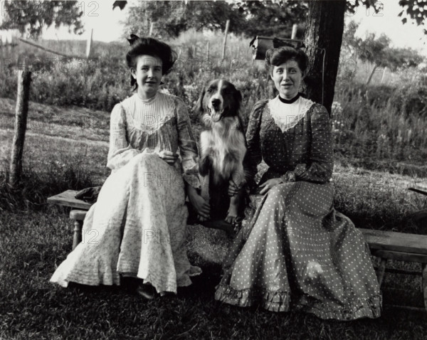 Untitled (Two Women with Dog), c1900, printed 1980. Creator: Unknown.