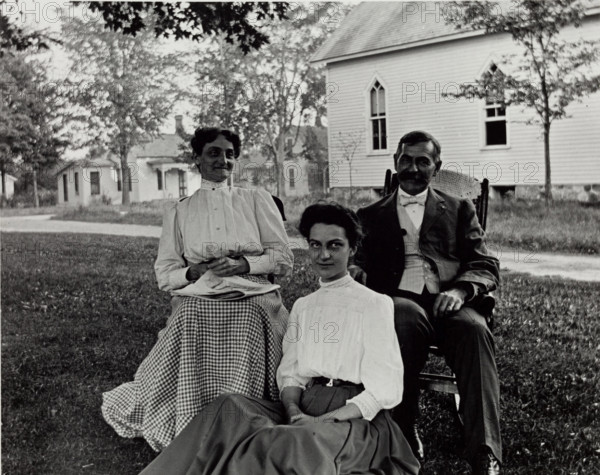 Untitled (Portrait, Two Women and Man), c1900, printed 1980. Creator: Unknown.